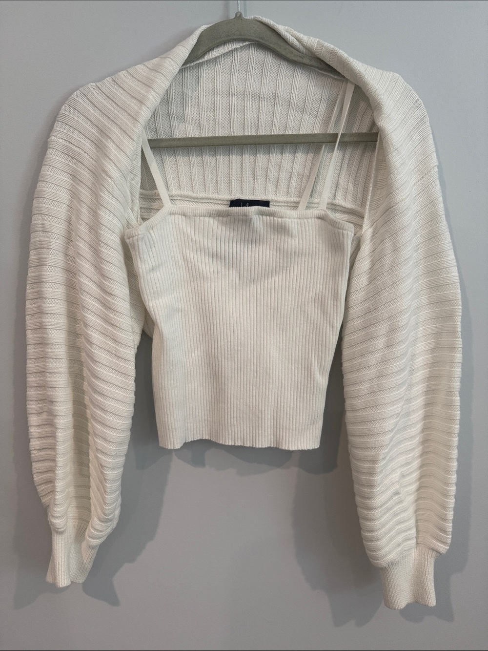 Lulu's Cream Ribbed Knit Bolero & Tank Duo